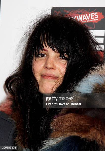 Alison Mosshart of The Kills poses against the Shockwaves NME Awards 2011 winners boards at Brixton Academy on February 23, 2011 in London, England.