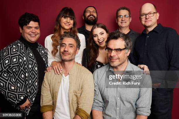 Harvey Guillen, Natasia Demetriou, Taika Waititi, Kayvan Novak, Beanie Feldstein, Jemaine Clement, Paul Simms and Mark Proksch of FX's 'What We Do In...