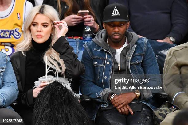 Khloe Kardashian and agent Rich Paul attend a basketball game between the Los Angeles Lakers and the Cleveland Cavaliers at Staples Center on January...