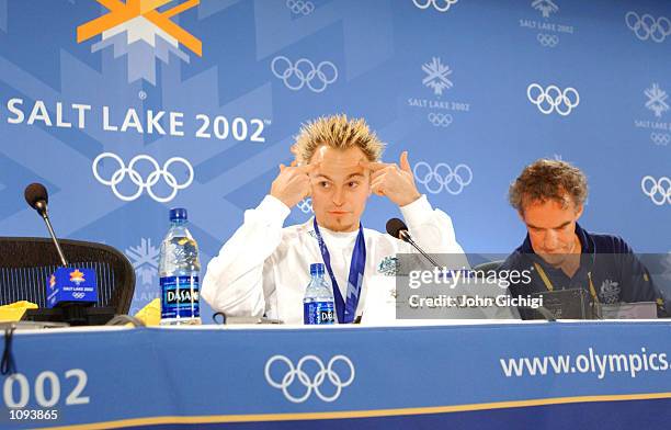 Steven Bradbury during the Team Australia Press Conference at the Main Media Center during the 2002 Salt Lake Winter Olympics in Salt Lake City,...