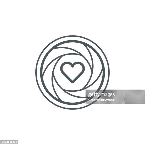 shutter with heart icon - camera shutter icon stock illustrations