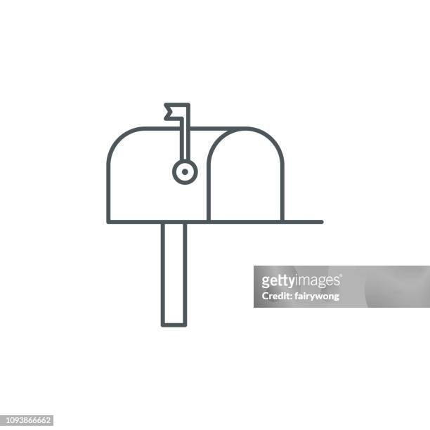 mailbox line icon - public mailbox stock illustrations