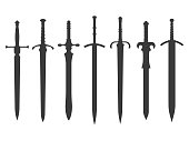 knight swords silhouettes