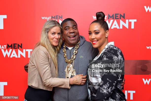 Marci Klein, Tracy Morgan and Megan Wollover attend the New York special screening of Paramount Pictures' film 'What Men Want' at Crosby Street Hotel...