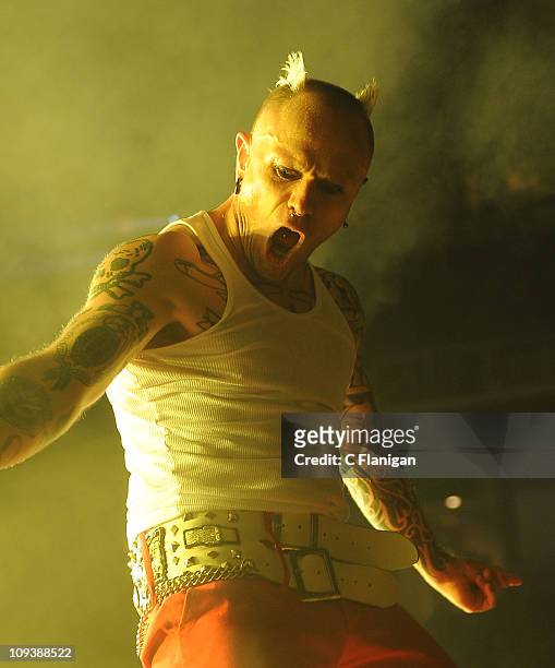 Vocalist Keith Flint of Prodigy performs live at HP Pavilion on February 22, 2011 in San Jose, California.