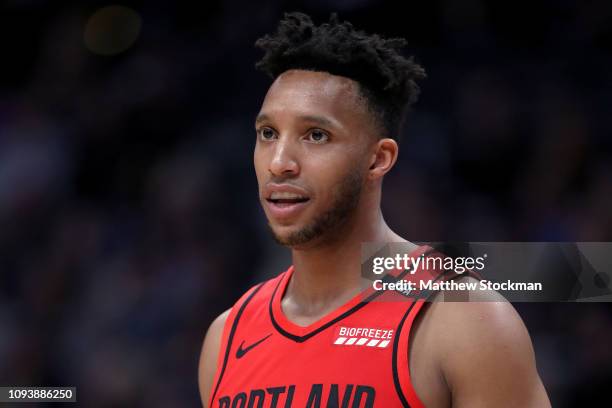 Evan Turner of the Portland Trail Blazers plays the Denver Nuggets at the Pepsi Center on January 13, 2019 in Denver, Colorado. NOTE TO USER: User...