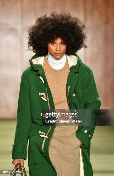 Model walks the runway at Todd Snyder fashion show during men's New York Fashion Week at Pier 59 Studios on February 4, 2019 in New York City.