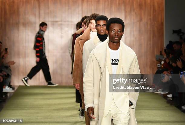 Models walk the runway at Todd Snyder fashion show during men's New York Fashion Week at Pier 59 Studios on February 4, 2019 in New York City.