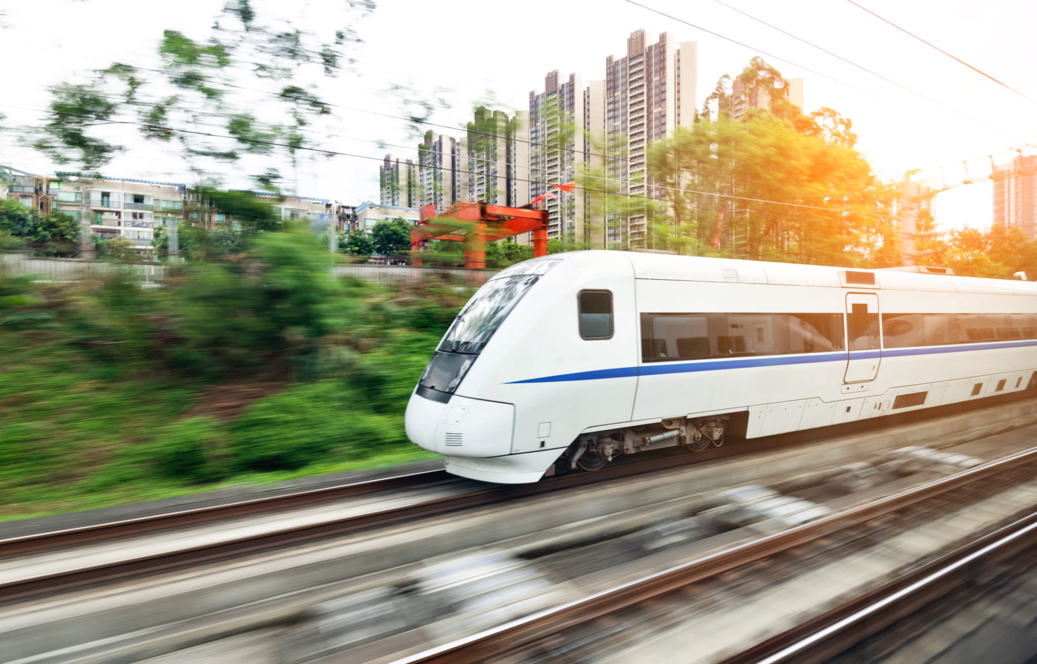 China high-speed train passing through countryside, autumn 2025 China high-speed train passing through countryside, autumn 2025