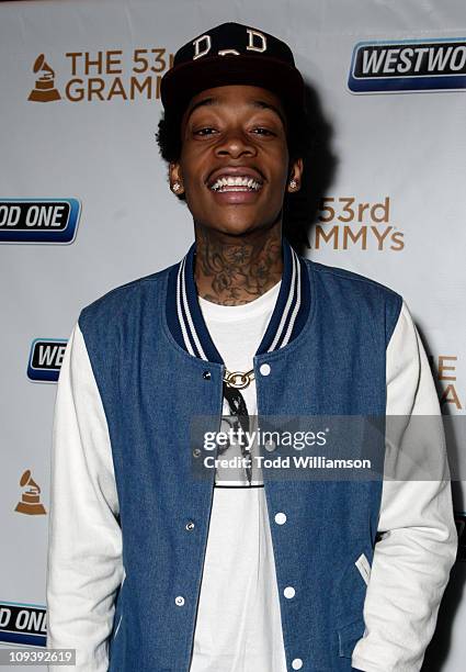 Rapper Wiz Khalifa attends the Westwood One Radio Remotes room backstage during The 53rd Annual GRAMMY Awards at Staples Center on February 11, 2011...