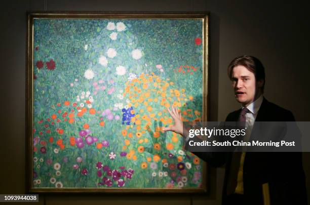 Simon Stock, Sotheby's senior director, specialist of impressionist and modern art, introduces the painting "Bauerngarten " by Austrian artist Gustav...