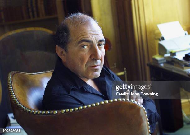 Russian oligarch and businessman Boris Berezovsky at his home in Egham, Surrey, where he lives in exile, 24th August 2002