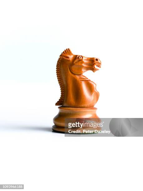 white knight chess piece - chess piece stock pictures, royalty-free photos & images