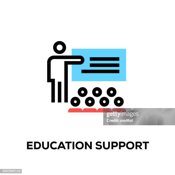 flat line design style modern vector education support icon - empty student room stock illustrations