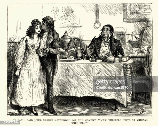 dickens, nicholas nickleby, i say, said john, rather astounded - eating dates stock illustrations