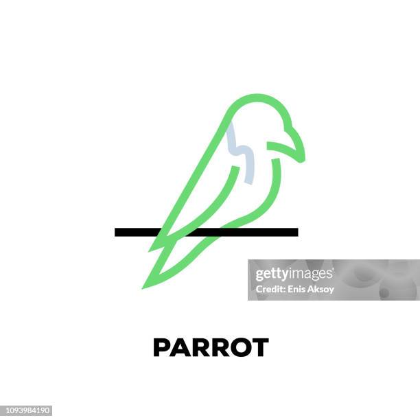 parrot line icon - macaw stock illustrations