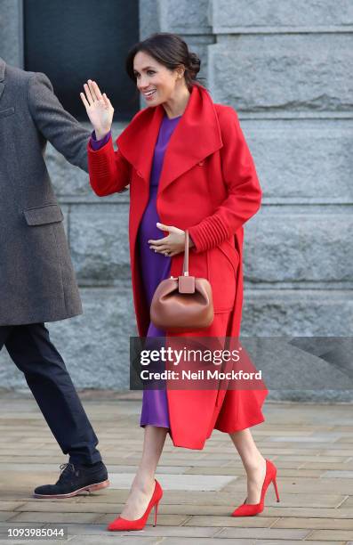 Prince Harry, Duke of Sussex and Meghan, Duchess of Sussex visit Hamilton Square on January 14, 2019 in Birkenhead, United Kingdom.