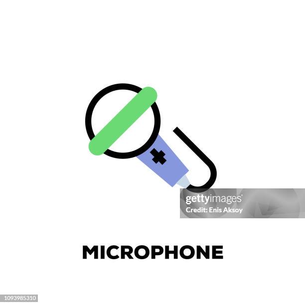 microphone line icon - microphone studio shot stock illustrations