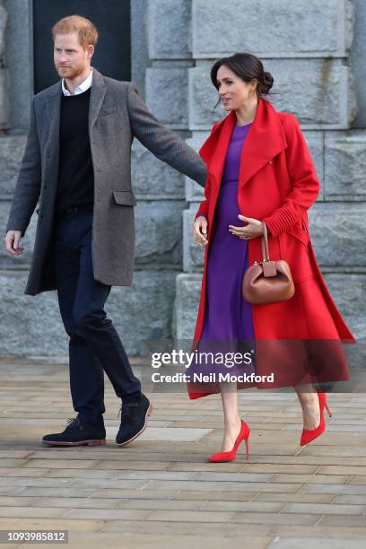 Prince Harry, Duke of Sussex and Meghan, Duchess of Sussex visit Hamilton Square on January 14, 2019 in Birkenhead, United Kingdom.