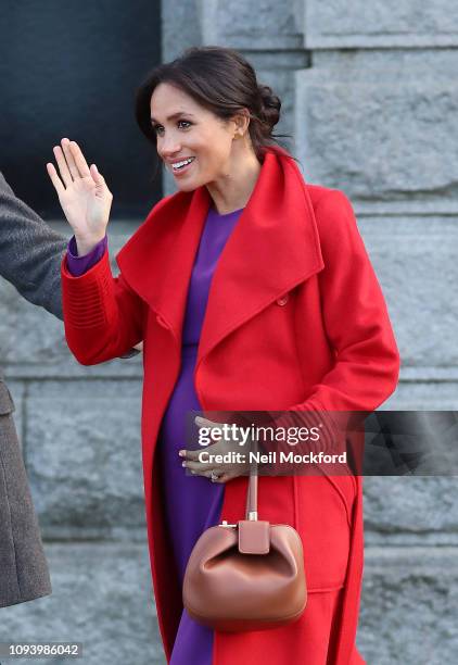 Prince Harry, Duke of Sussex and Meghan, Duchess of Sussex visit Hamilton Square on January 14, 2019 in Birkenhead, United Kingdom.