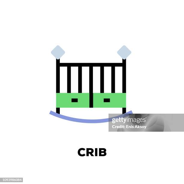 crib line icon - empty cot stock illustrations