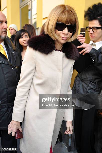 Anna Wintour attends the Fendi fashion show as part of Milan Fashion Week Womenswear Autumn/Winter 2011 on February 24, 2011 in Milan, Italy.