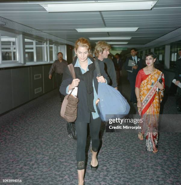 Cindy Crawford and her husband, actor Richard Gere, at London Heathrow Airport. They have arrived from New York for a few days in London. Picture...