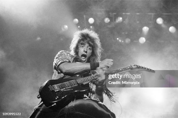 Bon Jovi performing at Monsters of Rock, Castle Donington. Pictured, Richie Sambora. 22nd August 1987.