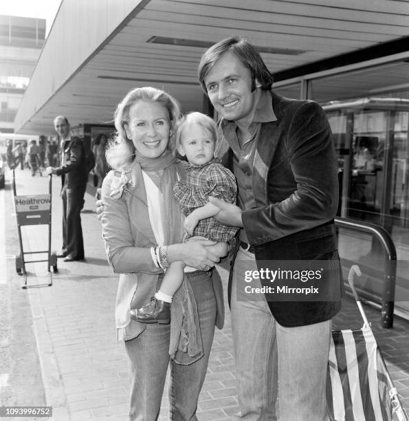 Juliet Mills with her daughter Melissa, aged one, and her husband Michael Miklenda leaving Heathrow Airport for New York. They have been here for a...