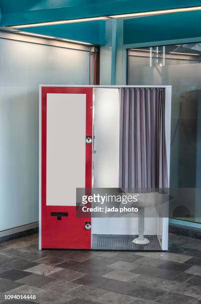 photo booth at the train station - photobooth stock pictures, royalty-free photos & images