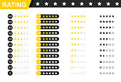 Rating stars badges. Feedback or Rating. Rank, level of satisfaction rating. Five stars customer product rating review. 5 star rating icon. Vector illustration.