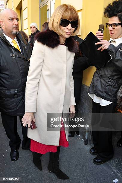 Anna Wintour attends the Fendi fashion show as part of Milan Fashion Week Womenswear Autumn/Winter 2011 on February 24, 2011 in Milan, Italy.