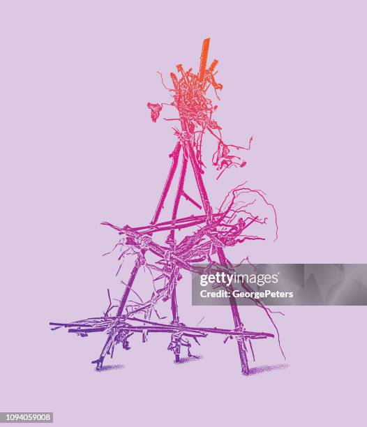 devil trap voodoo doll - raffia stock illustrations