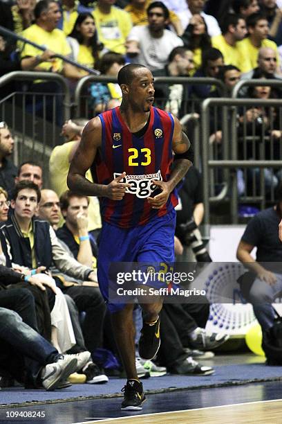 Terence Morris, #23 of Regal FC Barcelona in action during the 2010-2011 Turkish Airlines Euroleague Top 16 Date 5 game between Maccabi Electra Tel...