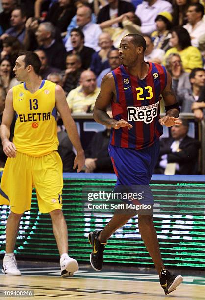 Terence Morris, #23 of Regal FC Barcelona in action during the 2010-2011 Turkish Airlines Euroleague Top 16 Date 5 game between Maccabi Electra Tel...