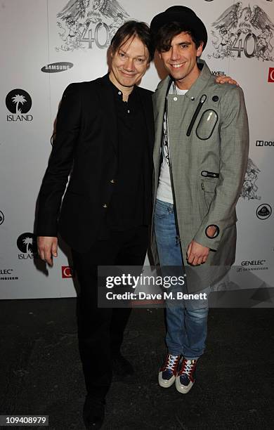 William Orbit and Mika attend the private view of 'Stormtroopers In Stilettos' an exhibition celebrating 40 years of the band Queen at The Old Truman...