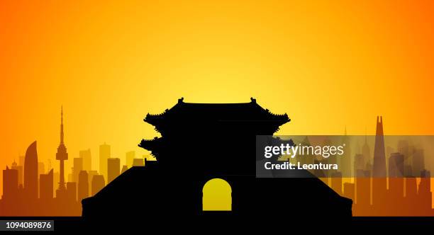seoul (all buildings are complete and moveable) - namdaemun market stock illustrations