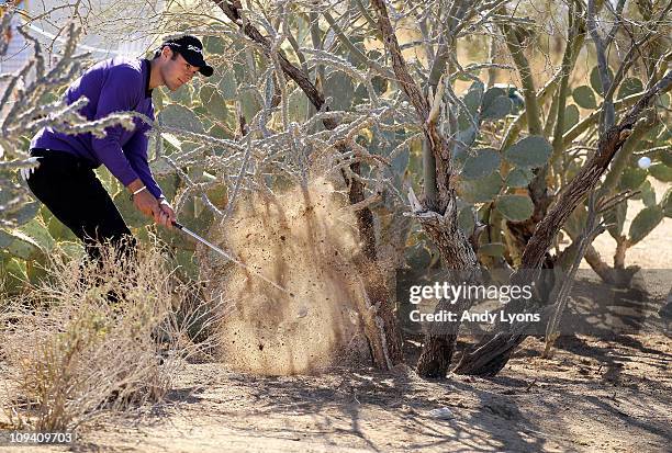 Martin Kaymer of Germany plays his second shot out of the rough on the 15th hole during the second round of the Accenture Match Play Championship at...