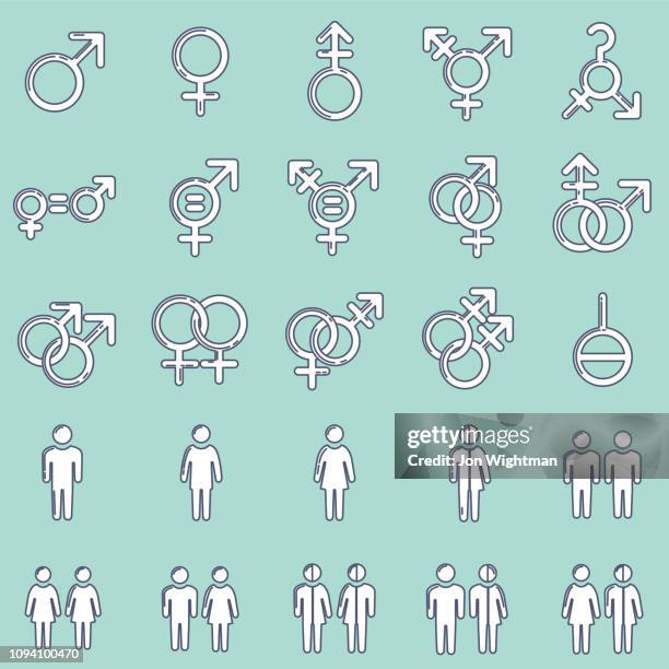ilustrações de stock, clip art, desenhos animados e ícones de gender / sexuality line icon - androgynous