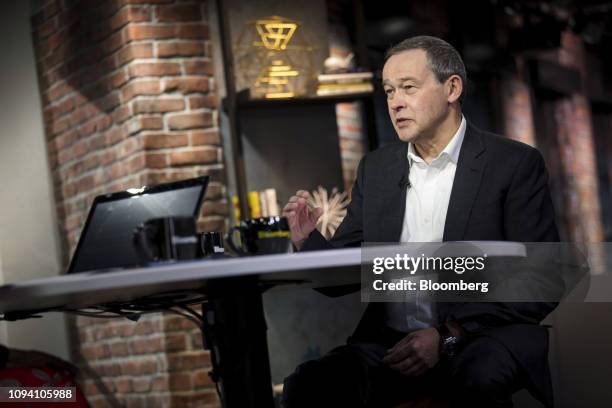 Peter Rawlinson, chief technology officer of Lucid Motors Inc., speaks during a Bloomberg Technology Television interview in San Francisco,...