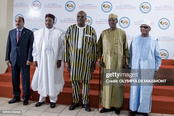 Mauritania's President Mohamed Ould Abdel Aziz, Niger's President Mahamadou Issoufou, Burkina Faso's President Roch Marc Christian Kabore, Chad's...