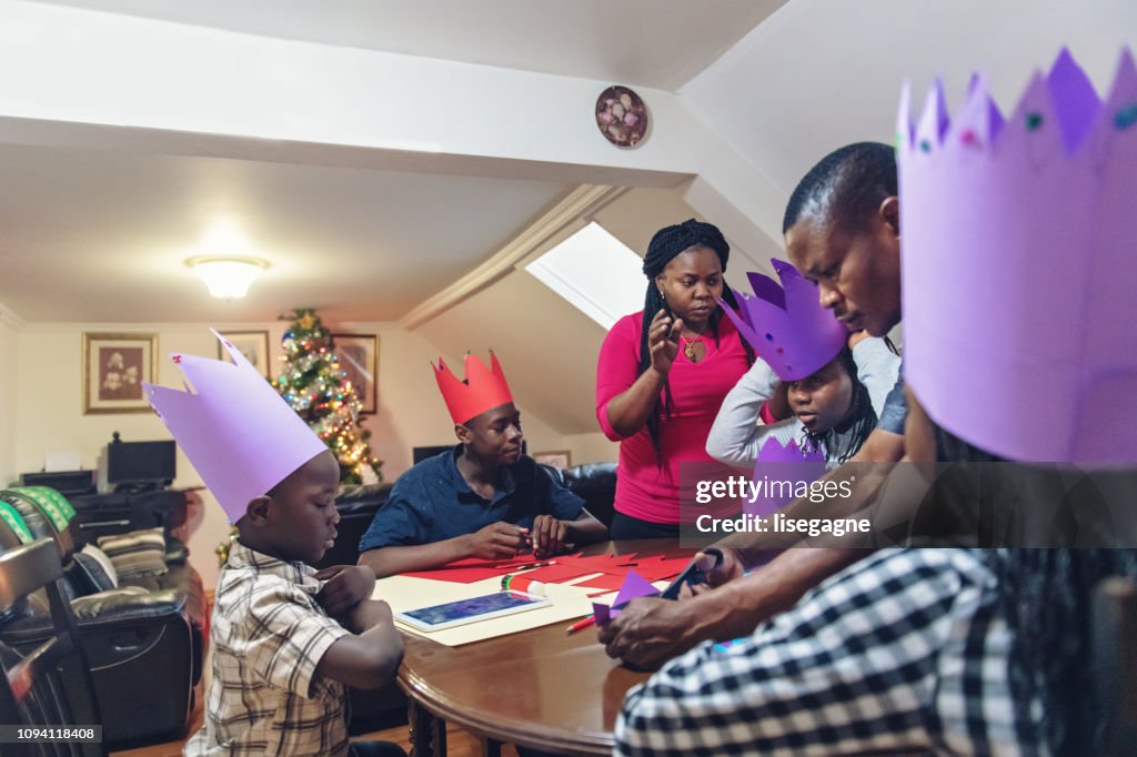 African-american family celebrating Twelfth night