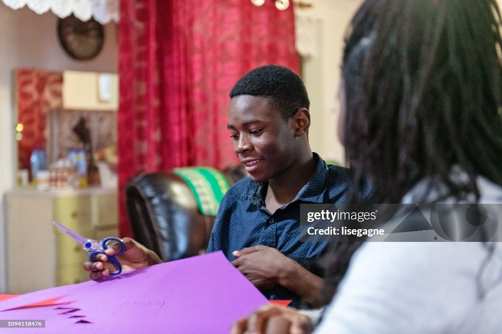 African-american family celebrating Twelfth night