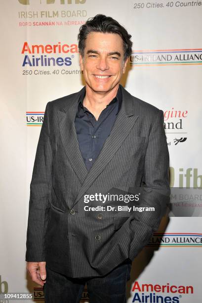Actor Peter Gallagher arrives at the US-Ireland Alliance Celebration Honoring Paul Rudd And Sarah Bolger at the Ebell Club of Los Angeles on February...