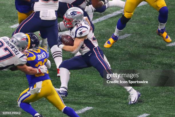 New England Patriots running back Rex Burkhead during Super Bowl LIII between the Los Angeles Rams and the New England Patriots on February 3, 2019...