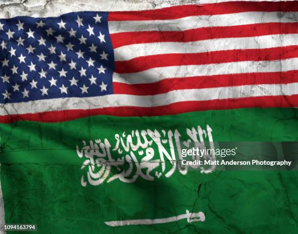 saudi arabia flag us flag texture horz - mid atlantic bundesstaaten der usa stock-fotos und bilder