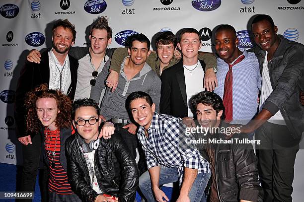 American Idol" 2011 contestants Paul McDonald, James Durbin, Jovany Barreto, Timothy Halperin, Scotty McCreery, Jacob Lusk, Jordan Dorsey, Robbie...