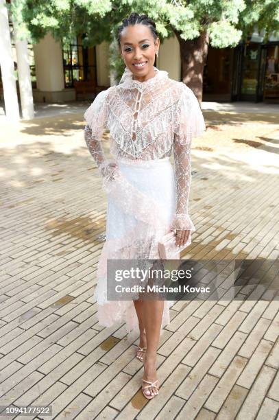 Melanie Liburd attends JNSQ Rose Cru debuts alongside Rodarte FW/19 Runway Show at Huntington Library on February 5, 2019 in Pasadena, California.