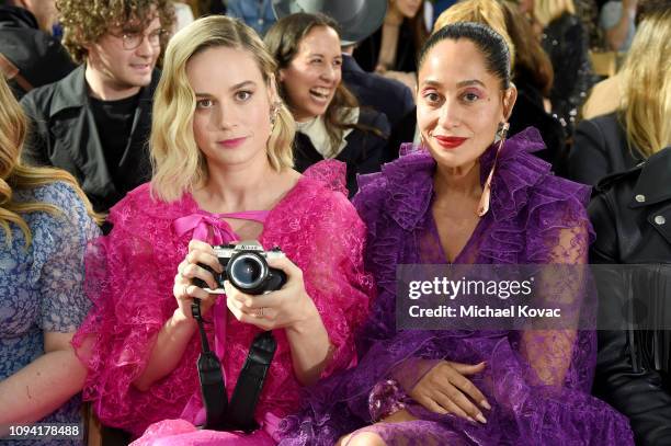 Brie Larson and Tracee Ellis Ross attend JNSQ Rose Cru debuts alongside Rodarte FW/19 Runway Show at Huntington Library on February 5, 2019 in...