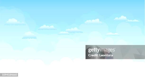 ilustraciones, imágenes clip art, dibujos animados e iconos de stock de cielo - paisaje con nubes